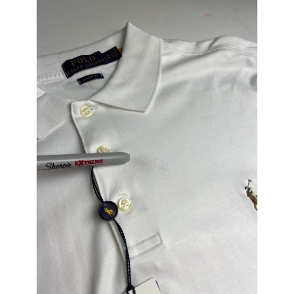 Polo Ralph Lauren Men Polo Shirt White Short Sleeve XXL 2XL New NWT**Defect** - Picture 5 of 7